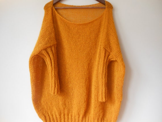 Oversized Plus Size Hand Knit Sweater Tunic Loose Knit Women s
