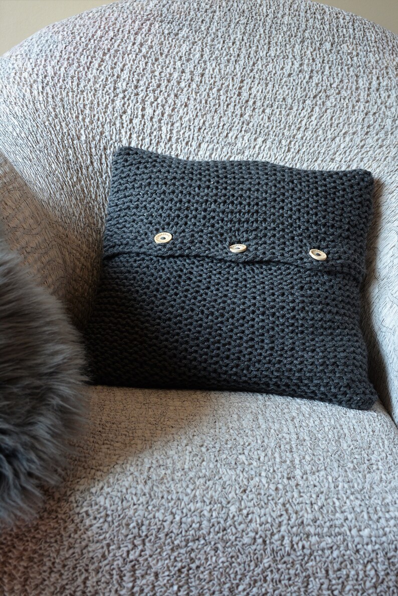 Chunky Knit Pillow Cover Pillow Gray Knit Pillow Cushion Etsy