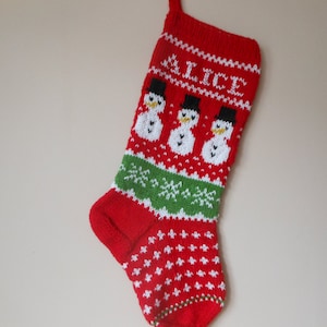 Personalized Christmas Stocking Hand Knitted With Snowman Christmas Gift Christmas Decoration