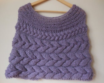 Cable Knitted Shawl Capelet Wedding Shrug Poncho Neck Warmer  Lavendar Choose Color