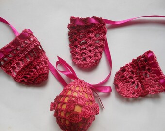 Crochet Easter Egg Cover, Set of 4 Hand Crocheted Easter Eggs Easter Decoration Burgundy