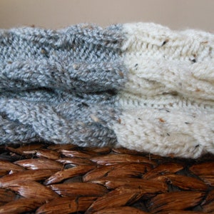 Hand Knitted Boot Cuffs Leg Warmers 2in1 Cream and Grey Tweed image 5