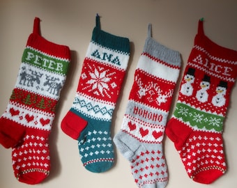 Personalized Christmas Stocking Hand Knitted  Christmas Gift Christmas Decoration