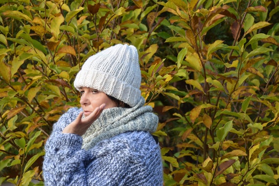 Hand Knit Hat Alpaca Wool Hat Chunky 