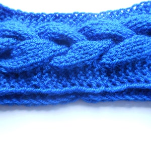 Knit Cable Headband Ear Warmer Head Warmer Cobalt Choose Color image 3