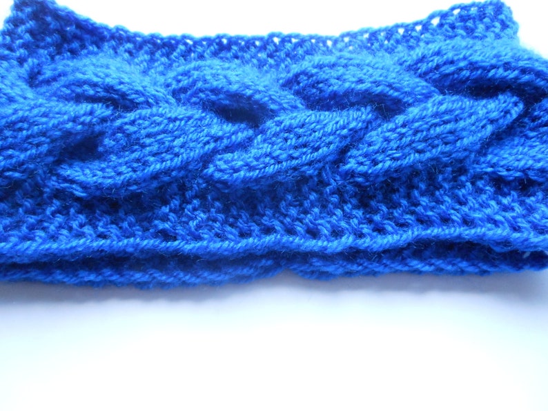 Knit Cable Headband Ear Warmer Head Warmer Cobalt Choose Color image 3