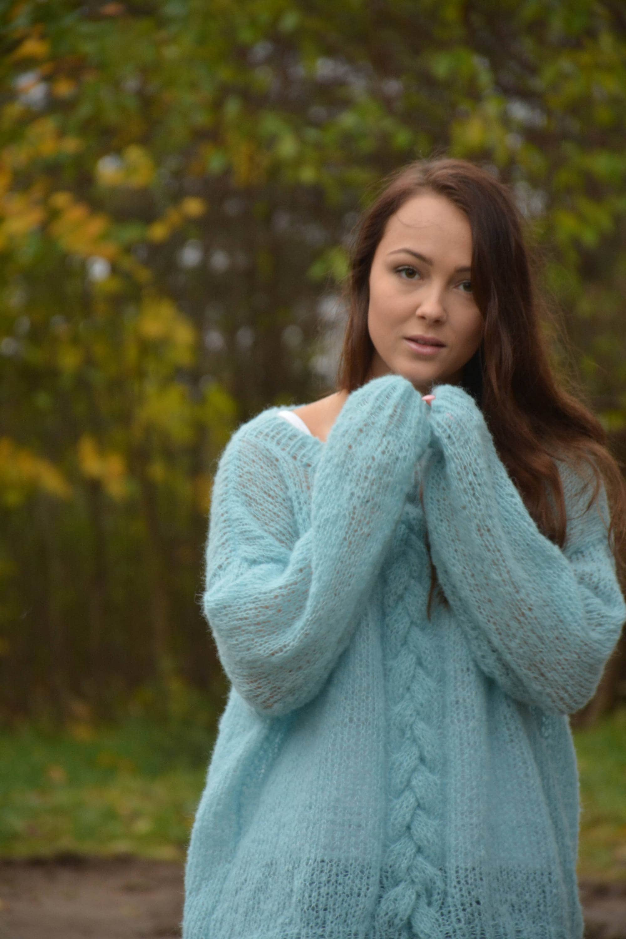 Oversized Hand Knit Sweater Alpaca and Silk Fluffy Tunic Loose | Etsy