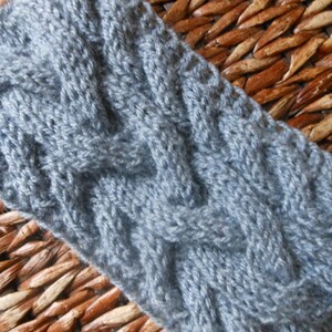 Cable Hand Knit Headband Ear Warmer Head Warmer Gray Choose Color image 4