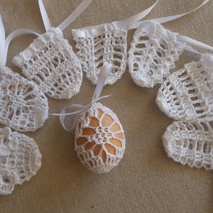 Crochet Easter Egg Cover, Set of 8 Hand Crocheted Easter Eggs Easter Decoration White image 5