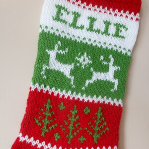 Personalized Christmas Stocking Hand Knitted With Reindeer Christmas Gift Christmas Decoration image 3