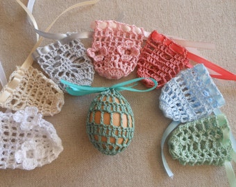 Crochet Easter Egg Cover, Set of 8 Hand Crocheted Easter Eggs Easter Decoration Pastel Colors