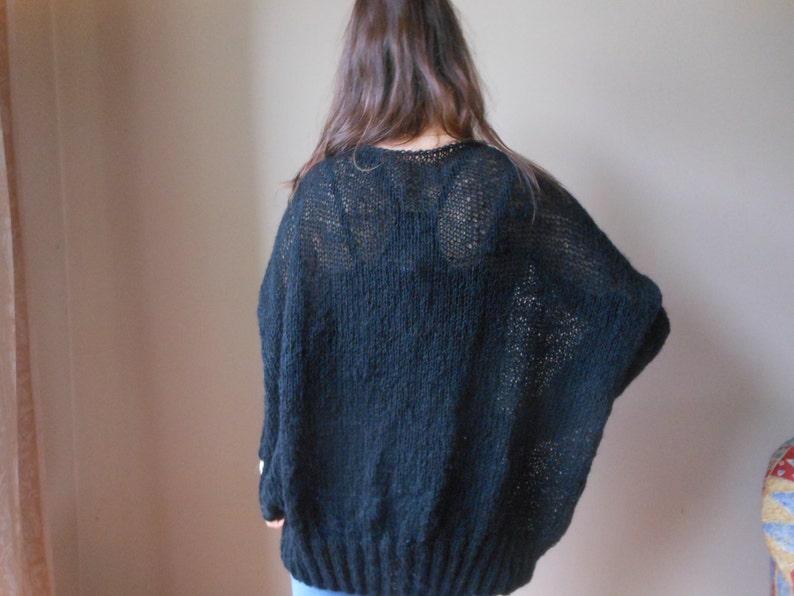 Oversizowy sweter z dzianiny plus size Tunika Loose Knit Damski sweter czarny image 4
