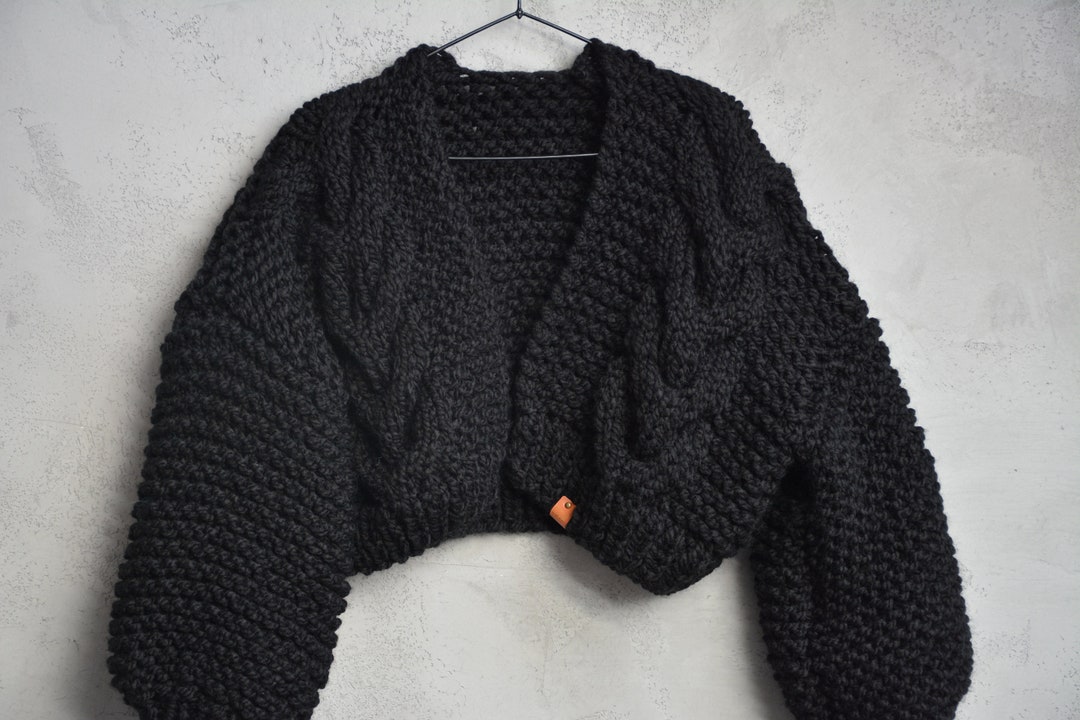 Chunky Knit Cardigan, Cropped Chunky Sweater, Oversized Hand