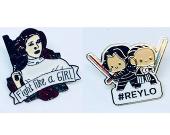 princess leia | kylo ren and Rey Star Wars Pin | jacket pin | backpack pin | enamel pin | laminate pin