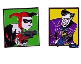 Joker and Harley Quinn Pin // Batman the animated series / jacket pin // backpack pin // hat pin //