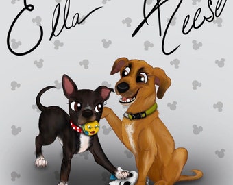 Your Pet Disney’d, custom pet portrait, Wallpaper, digital download + PHYSICAL CANVAS PRINT