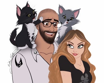 Your Family Disney’d, custom portrait, Wallpaper, digital download, printable