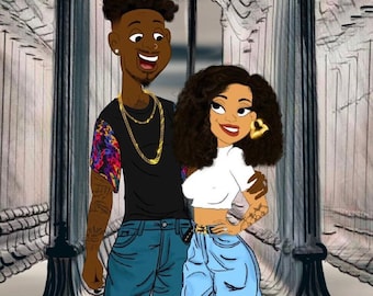 Your Family cartooned, custom portrait, Wallpaper, digital download, printable