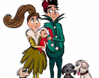 Your Family Dr Suess-ify’d, custom portrait, Wallpaper, digital download, printable