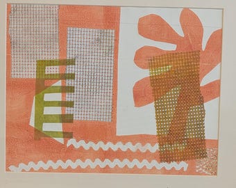 Framed Original Monotype Print  - Trees on the Edge - Original Printmaking works