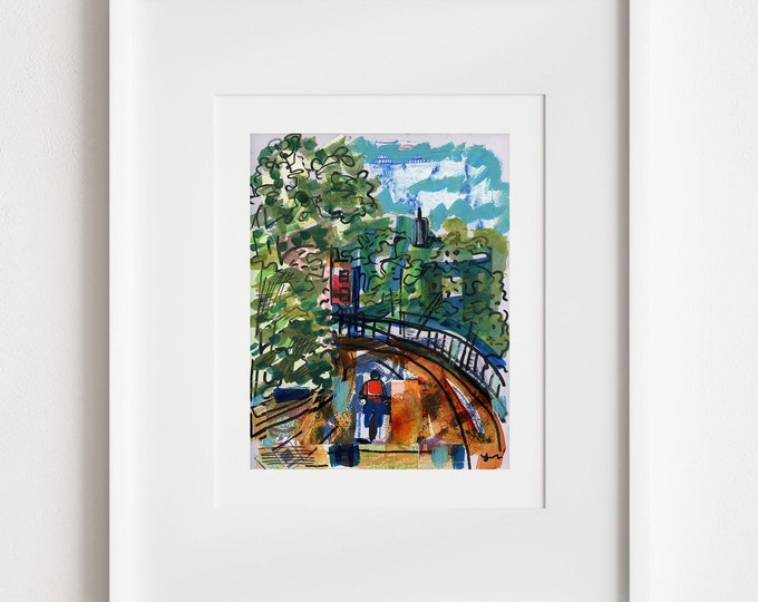 Jersey City Heights Print: World Trade Center View Watercolor Illustration