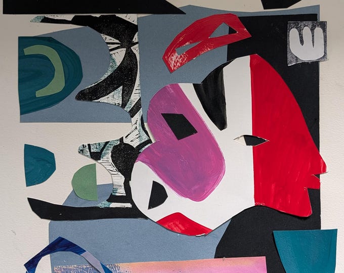 Abstract Figurative Shape Collage: "My Collage Language" - Original Art