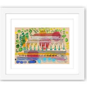 The Prospect Park Boathouse - Print and Framed - New York City Brooklyn Urban Watercolor New York City Parks