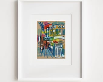 Famous Fourth Street Delicatessen - Printed and Framed - South Philly Watercolor Illustration Painting Urban Landscape
