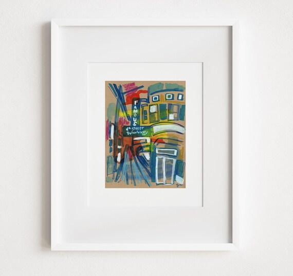 Famous Fourth Street Delicatessen - Printed and Framed - South Philly Watercolor Illustration Painting Urban Landscape