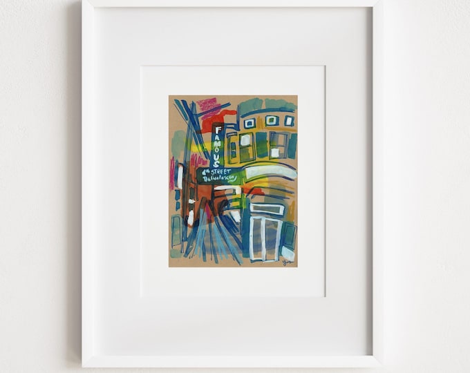 Famous Fourth Street Delicatessen - Printed and Framed - South Philly Watercolor Illustration Painting Urban Landscape