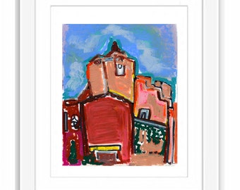 Roussillon - Provenance Luberon Hill Town - Print and Framed Travel Illustration France