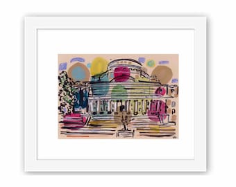 Columbia University Low Memorial Library Morningside Heights - Print and Framed -  Manhattan Mixed Media Watercolor