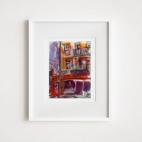 Print Lombardi's Pizza Spring Street - Illustration Watercolor Painting NYC Illustration