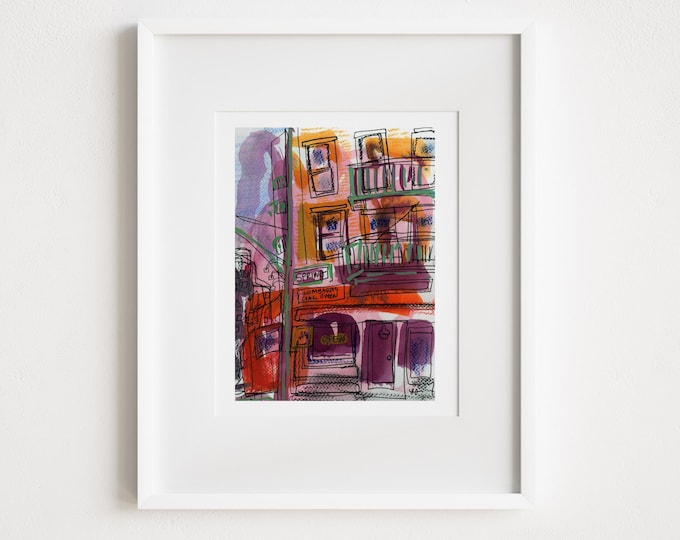 Print Lombardi's Pizza Spring Street - Illustration Watercolor Painting NYC Illustration