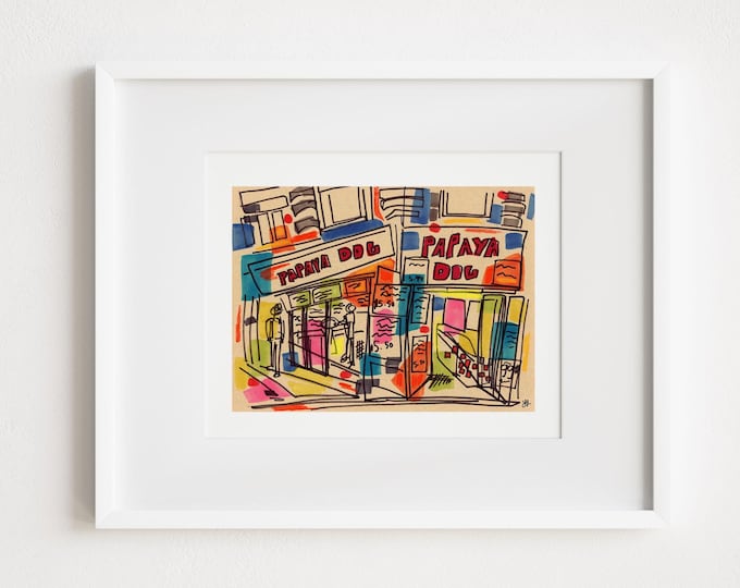 West Village Papaya Dog: Abstract New York City Storefront