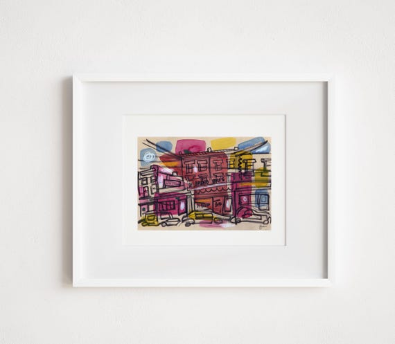Italian Market South Philadelphia - Printed and Framed - Philly Watercolor Illustration Di Bruno Bros & Villa Di Roma
