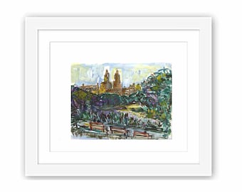 Central Park Watercolor Print: Framed NYC Illustration