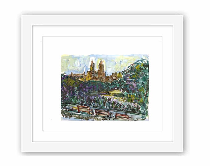 Central Park Watercolor Print: Framed NYC Illustration