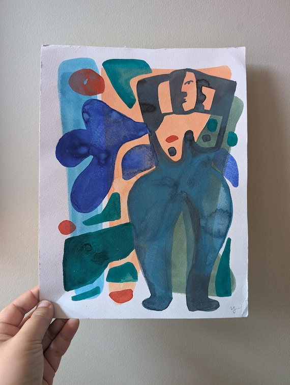 Original Work on Paper - There Is a Symphony of Shapes - Abstract Figurative Woman