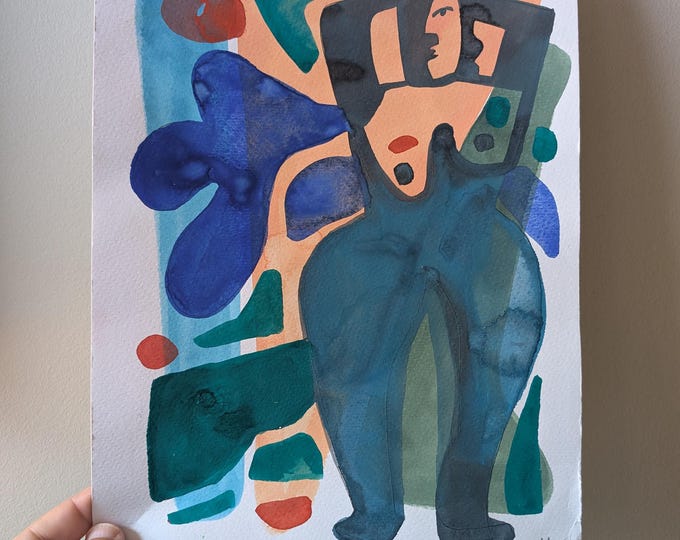 Original Work on Paper - There Is a Symphony of Shapes - Abstract Figurative Woman