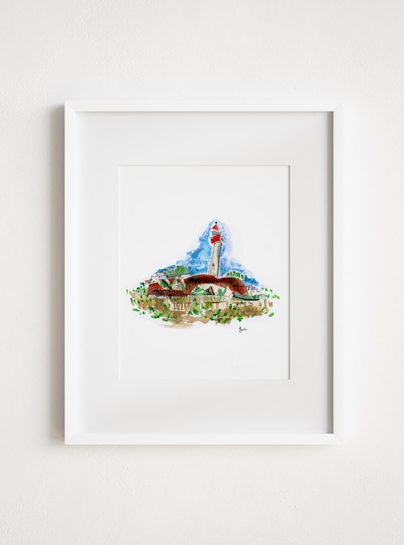 Cape May New Jersey  - Print and Framed - Mid Atlantic Mixed Media Illustration Watercolor Collage