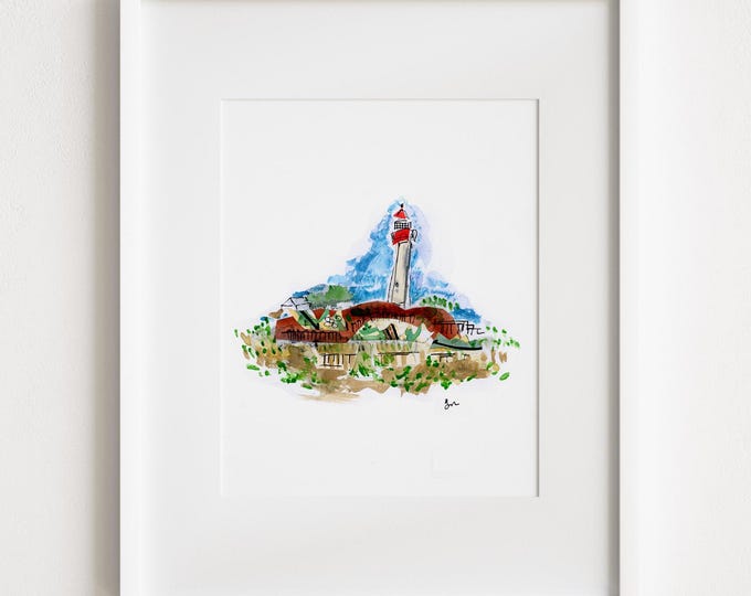 Cape May New Jersey  - Print and Framed - Mid Atlantic Mixed Media Illustration Watercolor Collage