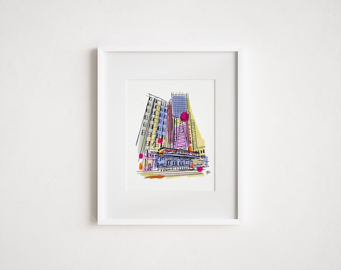 Radio City Music Hall Print – NYC Mixed Media Architecture Art