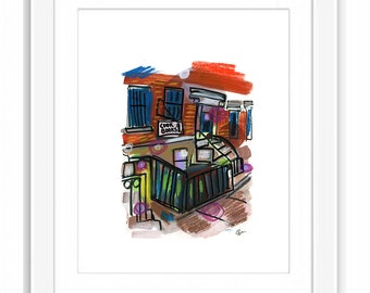 Bonnie Slotnick Bookstore - Printed and Framed - New York City Watercolor Illustration Painting Urban Sketch East Village