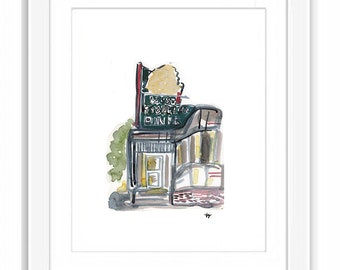 West Taghkanic Diner - Print and Framed - Hudson Valley New York State Watercolor
