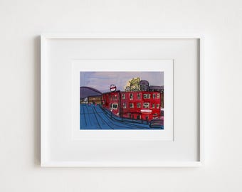 Roanoke Virginia Watercolor Print: H & C Coffee Sign, Urban Sketch