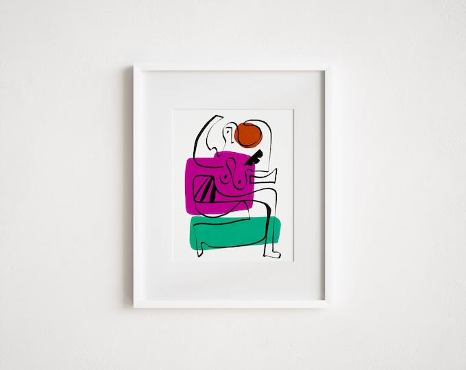 Abstract Figure Line Art Print: Mid-Century Modernist Illustration The Dancer