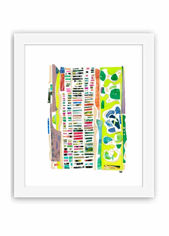 Upper West Side Map Collage - Print and Framed - New York City Abstract Illustration Cut Outs