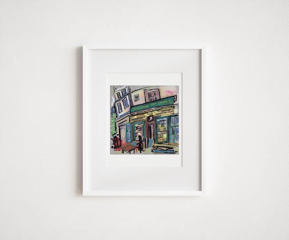 Shakespeare and Co Watercolor Print: Paris France, Left Bank