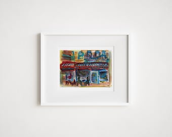 Hungarian Pastry Shop Watercolor Print: Morningside Heights, NYC